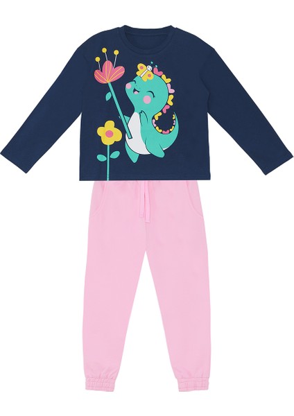 Tatlı Dino Kız Çocuk T-Shirt Pantolon Takım modelleri