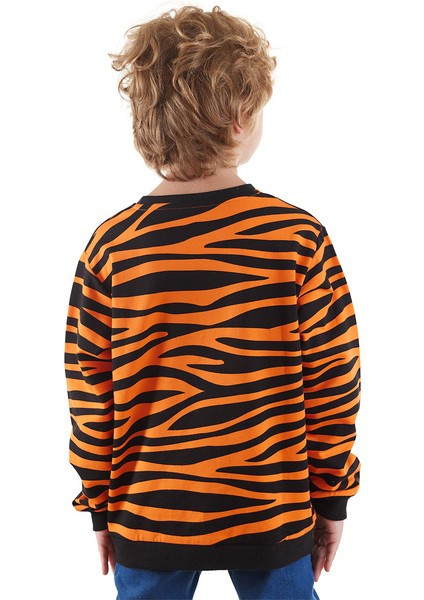 Kaplan Aplikeli Erkek Çocuk Sweatshirt