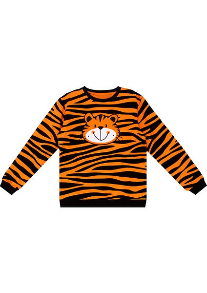 Kaplan Aplikeli Erkek Çocuk Sweatshirt