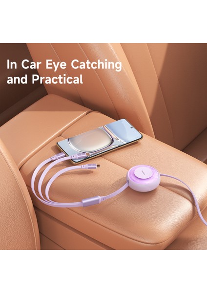 Mdd 3'ü 1 Arada 66W Geri Çekilebilir Şarj Kablosu Usb-A - Lightning + Type-C + Mikro USB Işıklı Veri Kablosu - Siyah (Yurt Dışından) fiyatları