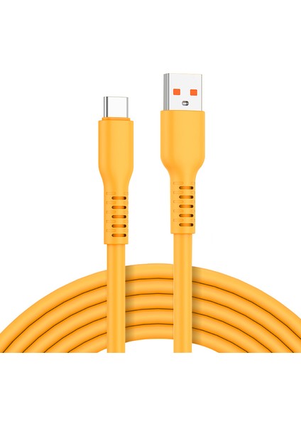 1m Usb'den Type-C'ye 6A Yüksek Akım Hızlı Şarj Kablosu Şeker Renkli Silikon Veri Kablosu - Turuncu (Yurt Dışından)