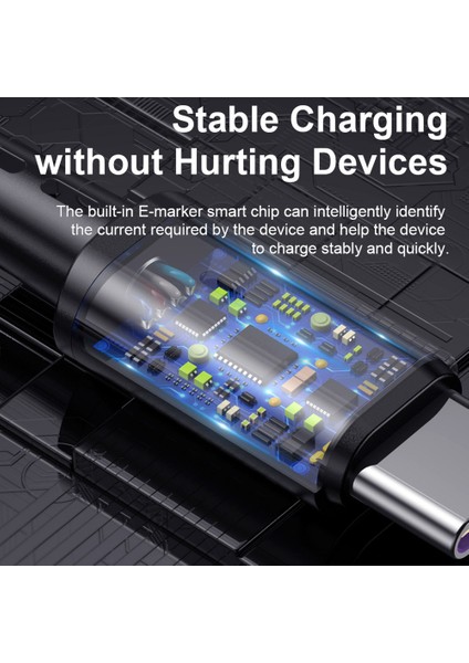 2m Usb'den Type-C'ye Örgülü Kablo 7A Telefon Hızlı Şarj Kablosu - Mavi (Yurt Dışından)