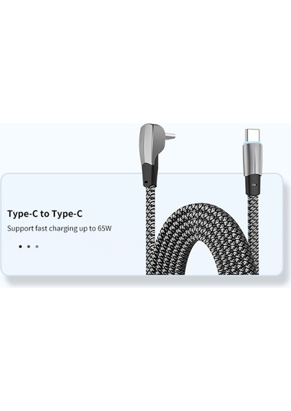 1m 6A 90 Derece Dirsek Tip-C - Tip-C Veri Kablosu 65W Gösterge Işıklı Örgülü Şarj Kablosu (Yurt Dışından) fırsatları