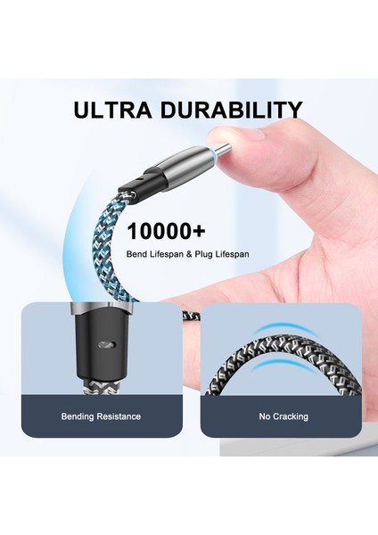 1m 6A 90 Derece Dirsek Tip-C - Tip-C Veri Kablosu 65W Gösterge Işıklı Örgülü Şarj Kablosu (Yurt Dışından) indirimleri