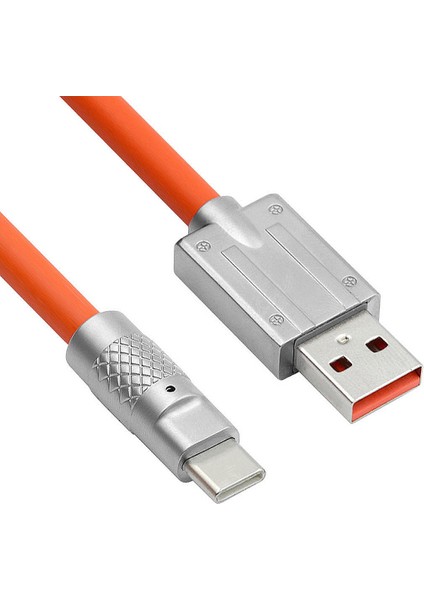 UC-023-OR-1.0M 1m Ultra Yumuşak Usb-A - Type-C Sıvı Silikon 120W Güç Veri Kablosu Hızlı Şarj Kablosu - Turuncu (Yurt Dışından)