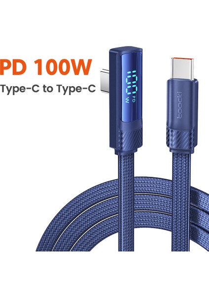 2m Açılı Type-C 100W Hızlı Şarj Kablosu 480MBPS Veri Aktarım Kablosu - Mavi (Yurt Dışından) fiyatları