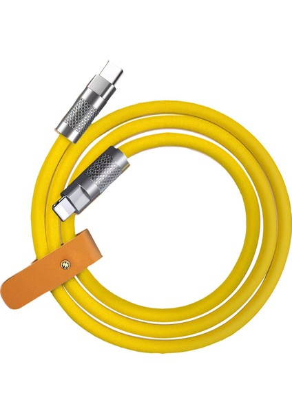 1,5m 120W Type-C - Lightning Sıvı Silikon Pd Hızlı Şarj Kablosu Çinko Alaşımlı Ortak Veri Kablosu - Sarı (Yurt Dışından)