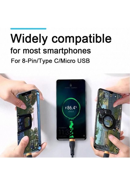 1,2 M Pd 100W 3'ü 1 Arada Tip-C'den Lightning+Tip-C+Mikro Veri Kablolu Telefon Hızlı Şarj Naylon Kablo - Koyu Yeşil (Yurt Dışından)