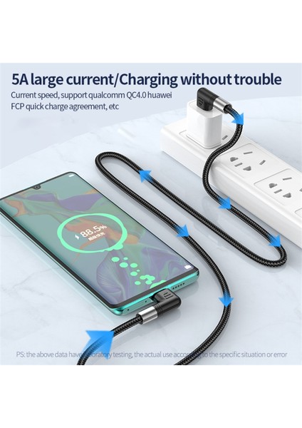 A9 0.5m Type-C - Lightning 30W Hızlı Şarj Kablosu Çift Dirsek Fişli Naylon Örgülü Veri Kablosu (Yurt Dışından)