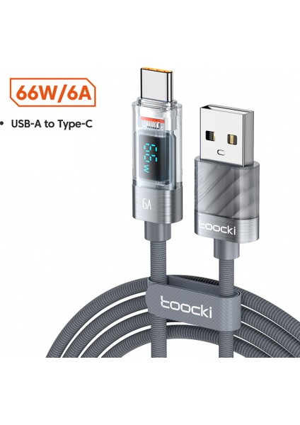 1m 6A Süper Hızlı Şarj Kablosu Dijital Ekranlı Usb'den C Tipi Kabloya - Gri (Yurt Dışından) fiyatları