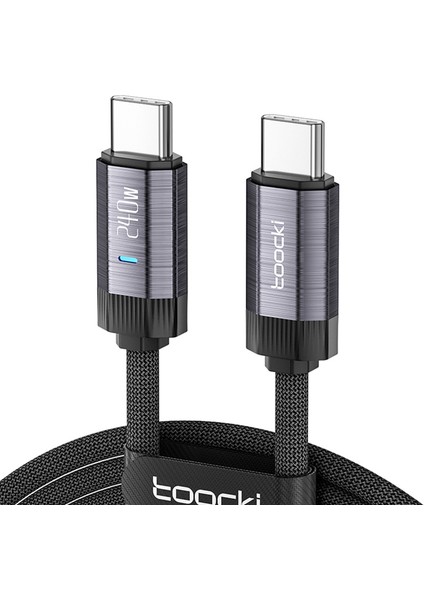 1m Tip-C'den Tip-C'ye Örgülü Kablo Pd3.1 240W Telefon Hızlı Şarj Kablosu - Gri (Yurt Dışından)