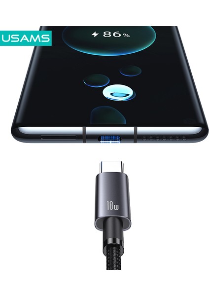 Sufeng Serisi 0,25M Usb'den Type-C'ye 3A Oruç Şarj Kablosu Telefon Veri Kablosu - Kararmış (Yurt Dışından)