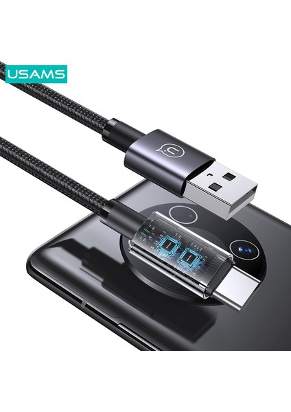 Sufeng Serisi 0,25M Usb'den Type-C'ye 3A Oruç Şarj Kablosu Telefon Veri Kablosu - Kararmış (Yurt Dışından)
