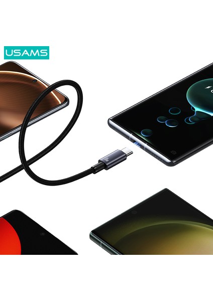 Sufeng Serisi 0,25M Usb'den Type-C'ye 3A Oruç Şarj Kablosu Telefon Veri Kablosu - Kararmış (Yurt Dışından)