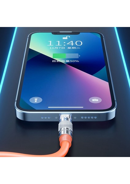 1m 6A Usb'den Type-C'ye Süper Hızlı Şarj Kablosu Antifriz Veri Kablosu - Beyaz (Yurt Dışından)