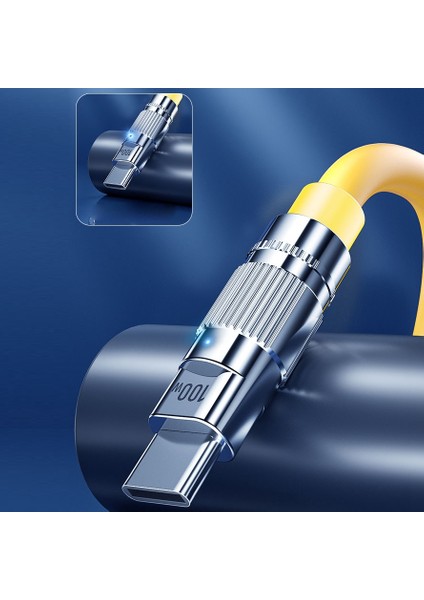 1m 6A Usb'den Type-C'ye Süper Hızlı Şarj Kablosu Antifriz Veri Kablosu - Beyaz (Yurt Dışından)