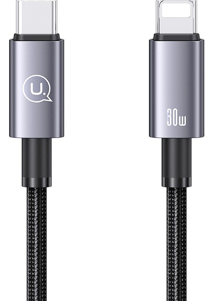 Sufeng Serisi 1,2m Type-C - Lightning 30W Hızlı Şarj Kablosu Örgülü Veri Kablosu - Kararmış (Yurt Dışından)
