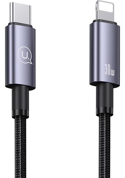Sufeng Serisi 1,2m Type-C - Lightning 30W Hızlı Şarj Kablosu Örgülü Veri Kablosu - Kararmış (Yurt Dışından) indirimleri