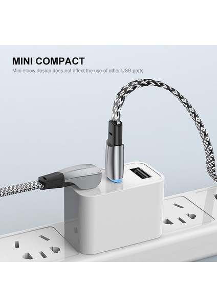 2m 6A 65W Hızlı Şarj Kablosu Dik Açılı Tip-C'den Tip-C'ye Gösterge Işıklı Örgülü Veri Kablosu (Yurt Dışından) fiyatları