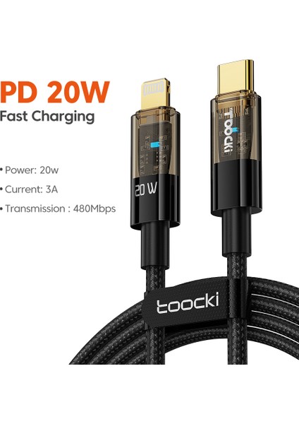 Type-C - Lightning Şarj Veri Kablosu, 1m 20W Örgülü Şarj Kablosu (Yurt Dışından) fiyatları