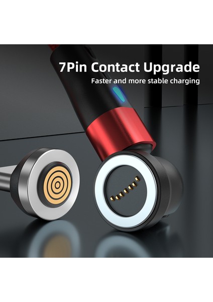 2m 3A Hızlı Şarjlı Manyetik Veri Kablosu 2'si 1 Arada Usb'den 8 Pimli + Tip-C Naylon Örgülü Kablo, LED Işıklı - Siyah (Yurt Dışından)