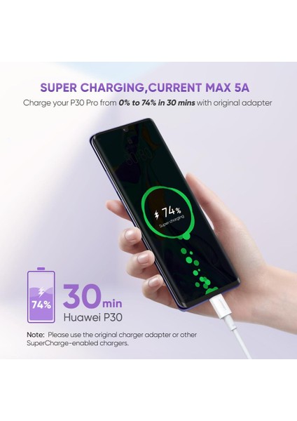 Cep Telefonu/tablet/dizüstü Bilgisayar Için Süper Hızlı Şarj 5A Usb'den C Tipi Şarj Kablosu, 2m (Yurt Dışından)