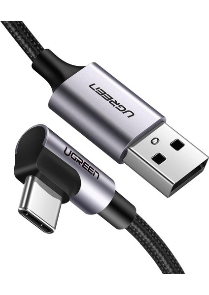 1,5m Hızlı Şarj 18W Dik Açılı Tasarım Dayanıklı Naylon Örgülü USB 2.0 - Type-C Şarj Kablosu (Yurt Dışından)