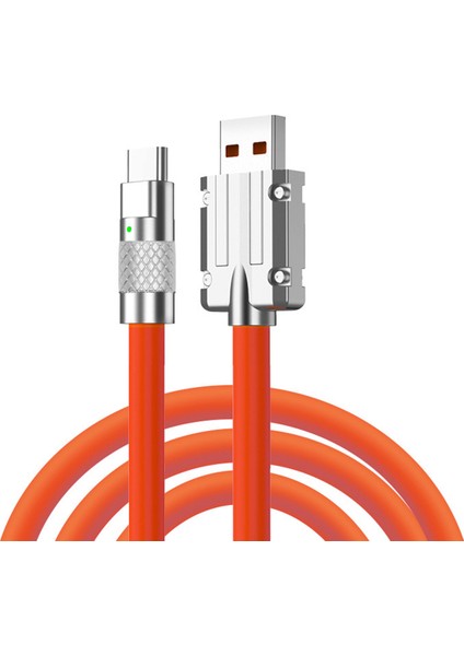 UC-023-OR-2.0M 2m Usb-A'dan Type-C'ye Sıvı Silikon Ultra Yumuşak 120W Güç Hızlı Şarj Veri Kablosu - Turuncu (Yurt Dışından)