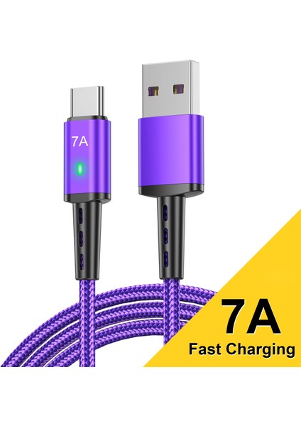 2 M Usb'den Type-C'ye Örgülü Kablo 7A Telefon Hızlı Şarj Kablosu - Mor (Yurt Dışından) indirimleri