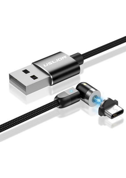 1m 2.4A Usb'den Tip C'ye 540 Derece Dönen Manyetik Şarj Kablosu - Siyah (Yurt Dışından)
