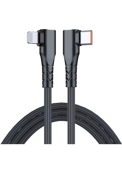 1 M Type-C - Lightning Pd 20W Hızlı Şarj Kablosu Çift Dik Açılı Veri Kablosu - Siyah (Yurt Dışından)