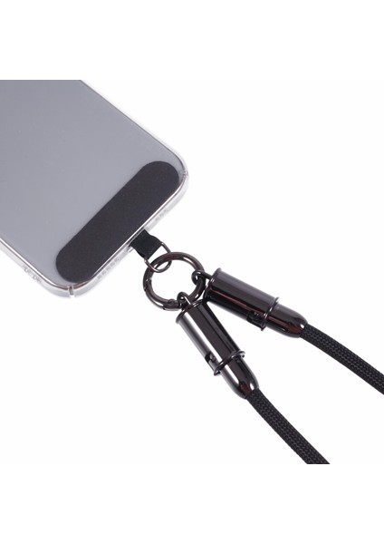 60W Type-C Kablo Kordonu Çok Fonksiyonlu 120CM Şarj Kablosu Boyun Cep Telefonu Askısı - Siyah (Yurt Dışından)