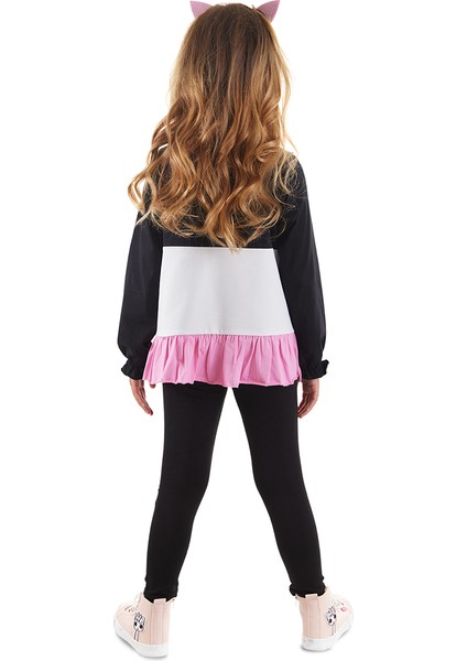 Fırfırlı Beyaz Kedi Kız Çocuk T-Shirt Tayt Takım fiyatları