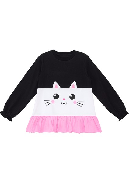 Fırfırlı Beyaz Kedi Kız Çocuk T-Shirt Tayt Takım indirimleri