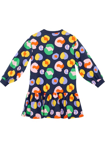 Renkli Çiçekli Kız Çocuk Lacivert Elbise fırsatları