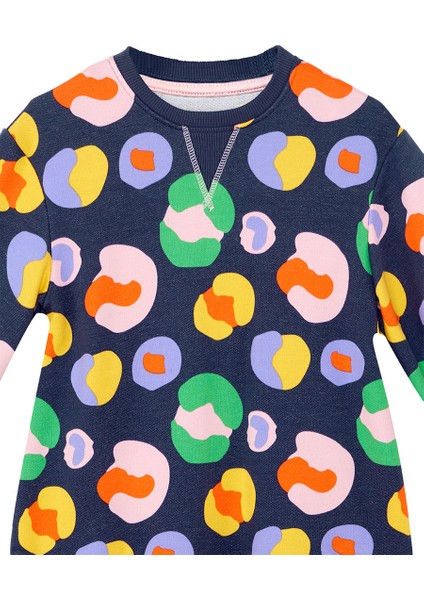 Renkli Çiçekli Kız Çocuk Lacivert Elbise indirimleri