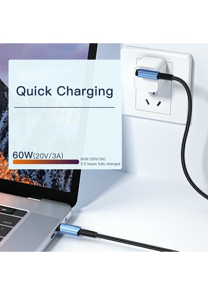 1m 60W Tip-C Erkek - Tip-C Erkek Dirsek Kablosu Hızlı Şarj Veri Kablosu - Siyah (Yurt Dışından) fırsatları