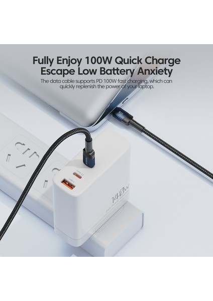 1m Veri Kablosu Type-C'den Type-C'ye 100W Çıkışlı Hızlı Şarj Kablosu - Mavi (Yurt Dışından) fiyatları