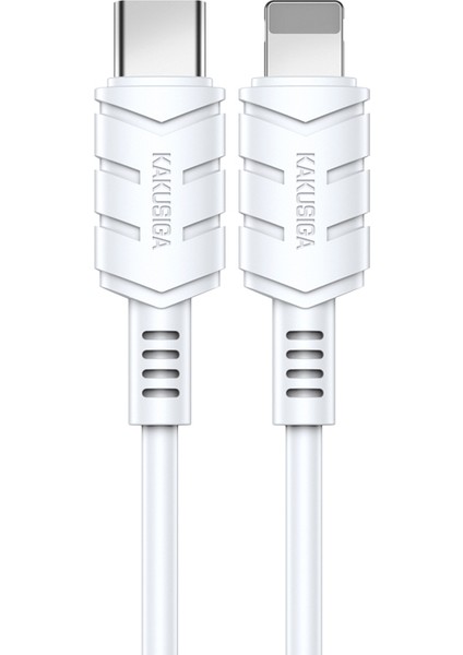 Kuge Serisi 2m Type-C - Lightning Veri Kablosu Pvc Pd 20W Şarj Kablosu - Beyaz (Yurt Dışından)