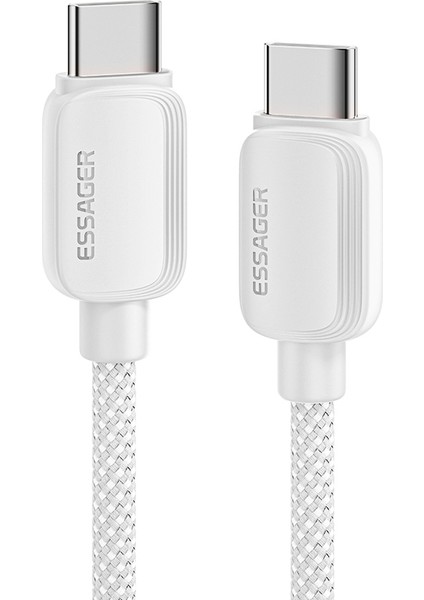 2m C-C 100W Hızlı Şarj Kablosu Type-C'den Type-C'ye Örgülü Tpe Veri Kablosu - Bej (Yurt Dışından)