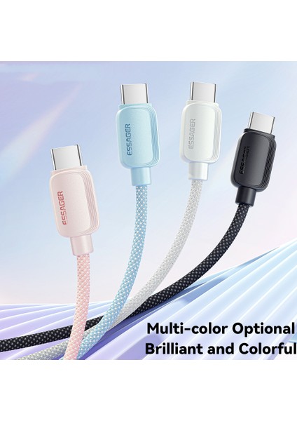 2m C-C 100W Hızlı Şarj Kablosu Type-C'den Type-C'ye Örgülü Tpe Veri Kablosu - Bej (Yurt Dışından) modelleri