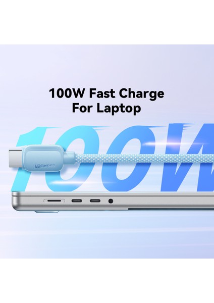 2m C-C 100W Hızlı Şarj Kablosu Type-C'den Type-C'ye Örgülü Tpe Veri Kablosu - Siyah (Yurt Dışından)