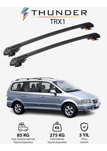 Hyundaı Trajet 2000-2008 Trx1 Thunder Carrier Kilitli Ara Atkı Taşıyıcı Tavan Barı Siyah