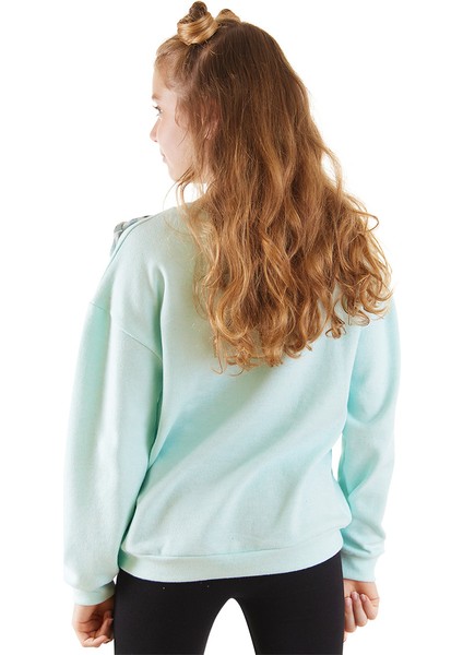 Çiçekler Kız Çocuk Mint Sweatshirt