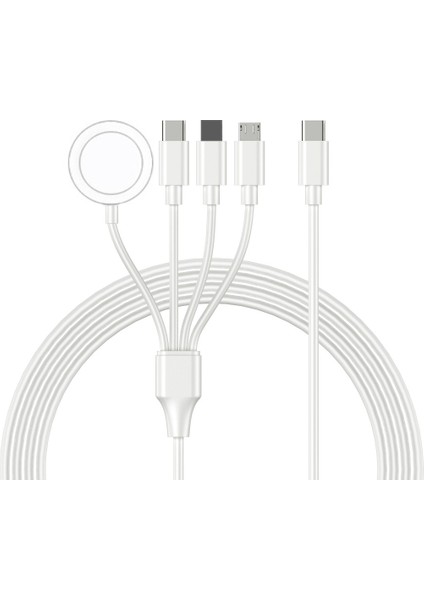 Apple Watch / Telefon için 122 cm Tip-C Fiş 4'ü 1 Arada Şarj Kablosu Saat Kablosuz Şarj İstasyonu, Kod Çözme Çipli - Beyaz (Yurt Dışından)