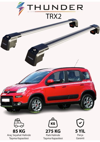 Fıat Panda 2012-SONRASI Trx2 Thunder Carrier Kilitli Ara Atkı Taşıyıcı Tavan Barı Siyah