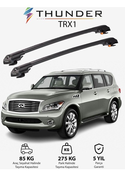 Infınıtı QX56 2011-2013 Trx1 Thunder Carrier Kilitli Ara Atkı Taşıyıcı Tavan Barı Siyah