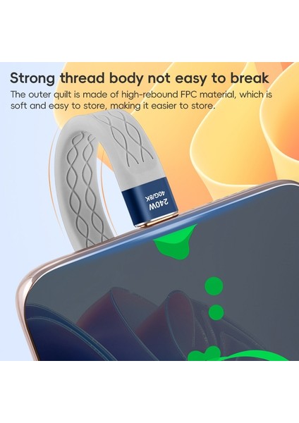 Çoğu Cihaz Için 13,3 cm 240 W 40 Gbps Veri Kablosu Tip-C'den Tip-C'ye Yumuşak Fpc Şarj Kablosu (Yurt Dışından) fiyatları