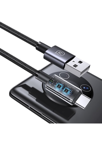 Sufeng Serisi 1,2m Usb-A - Tip-C 3A Hızlı Şarjlı Alüminyum Alaşımlı Veri Kablosu - Kararmış (Yurt Dışından) modelleri