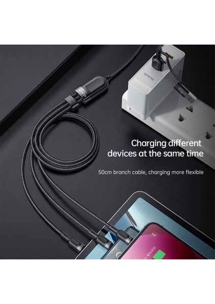 Usb/type-C - Type-C/lightning/mikro Hızlı Şarj Kablosu Veri Kablosu - Siyah (Yurt Dışından)